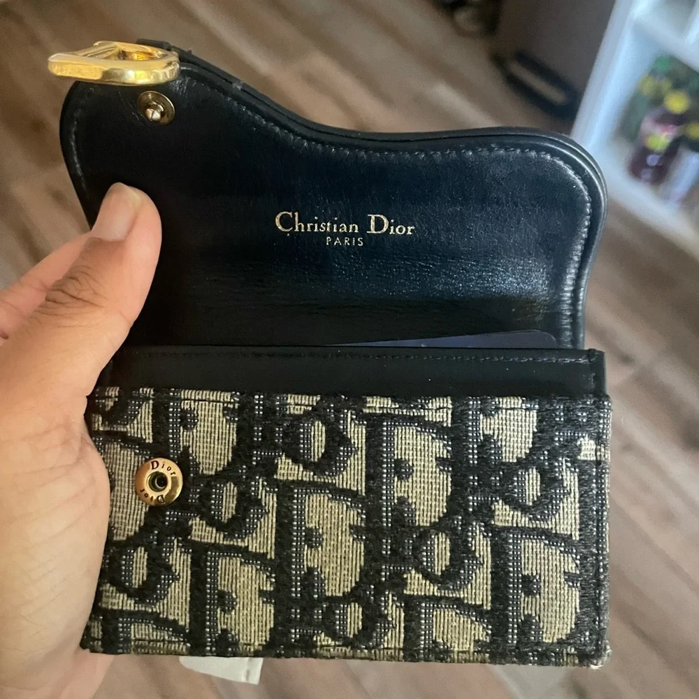 Dior Black and Gold Patterned Wallet